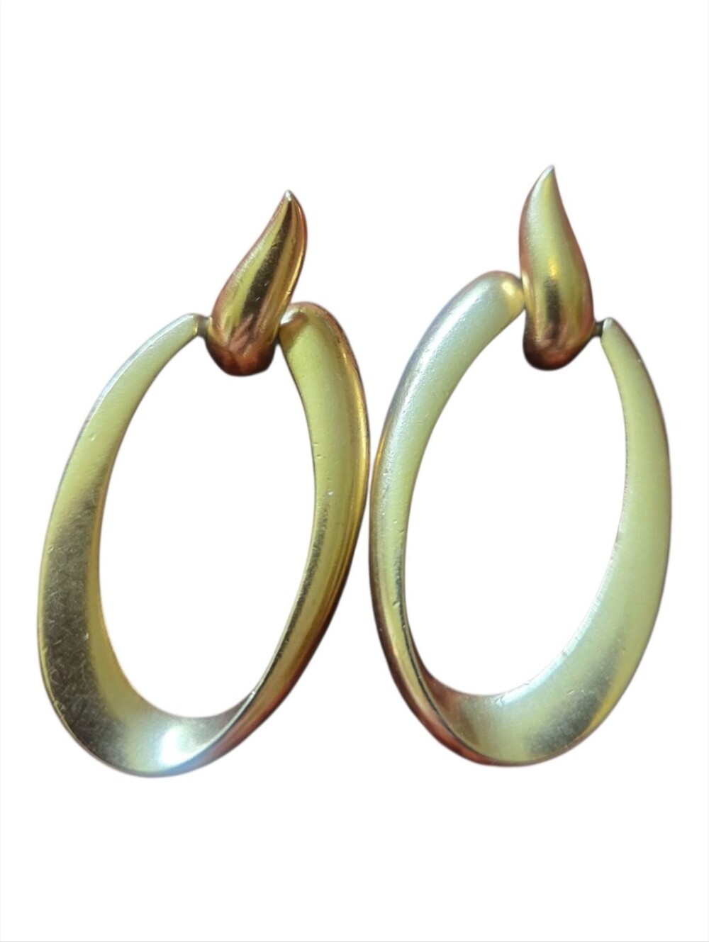 Vintage Monet Gold Tone Oval Hoop Earrings Signed